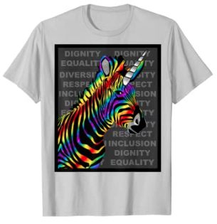 65 MCMLXV Unisex LGBT Rainbow Zebra Unicorn Diversity Design Graphic T-Shirt - 65mcmlxv