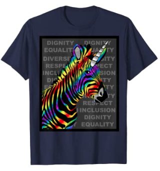 65 MCMLXV Unisex LGBT Rainbow Zebra Unicorn Diversity Design Graphic T-Shirt - 65mcmlxv
