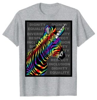 65 MCMLXV Unisex LGBT Rainbow Zebra Unicorn Diversity Design Graphic T-Shirt - 65mcmlxv