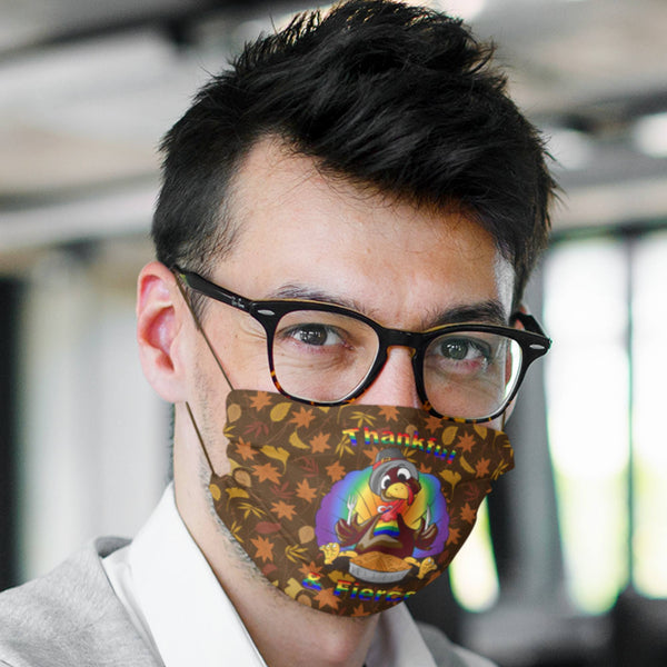 65 MCMLXV Unisex LGBT Thankful & Fierce Thanksgiving Turkey Print Face Mask - 65mcmlxv