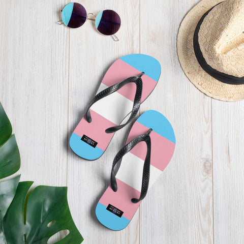 65 MCMLXV Unisex LGBT Transgender Pride Flag Print Flip - Flops - 65mcmlxv