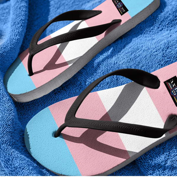 65 MCMLXV Unisex LGBT Transgender Pride Flag Print Flip - Flops - 65mcmlxv