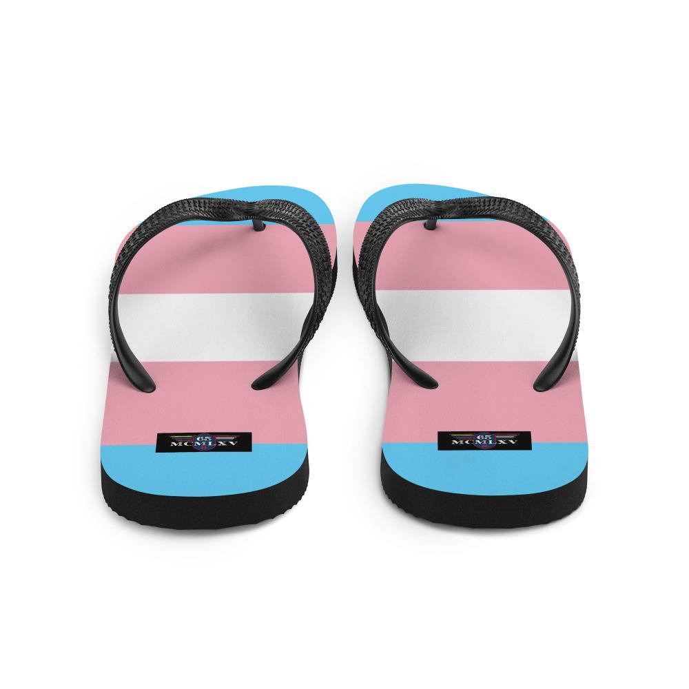 65 MCMLXV Unisex LGBT Transgender Pride Flag Print Flip - Flops - 65mcmlxv