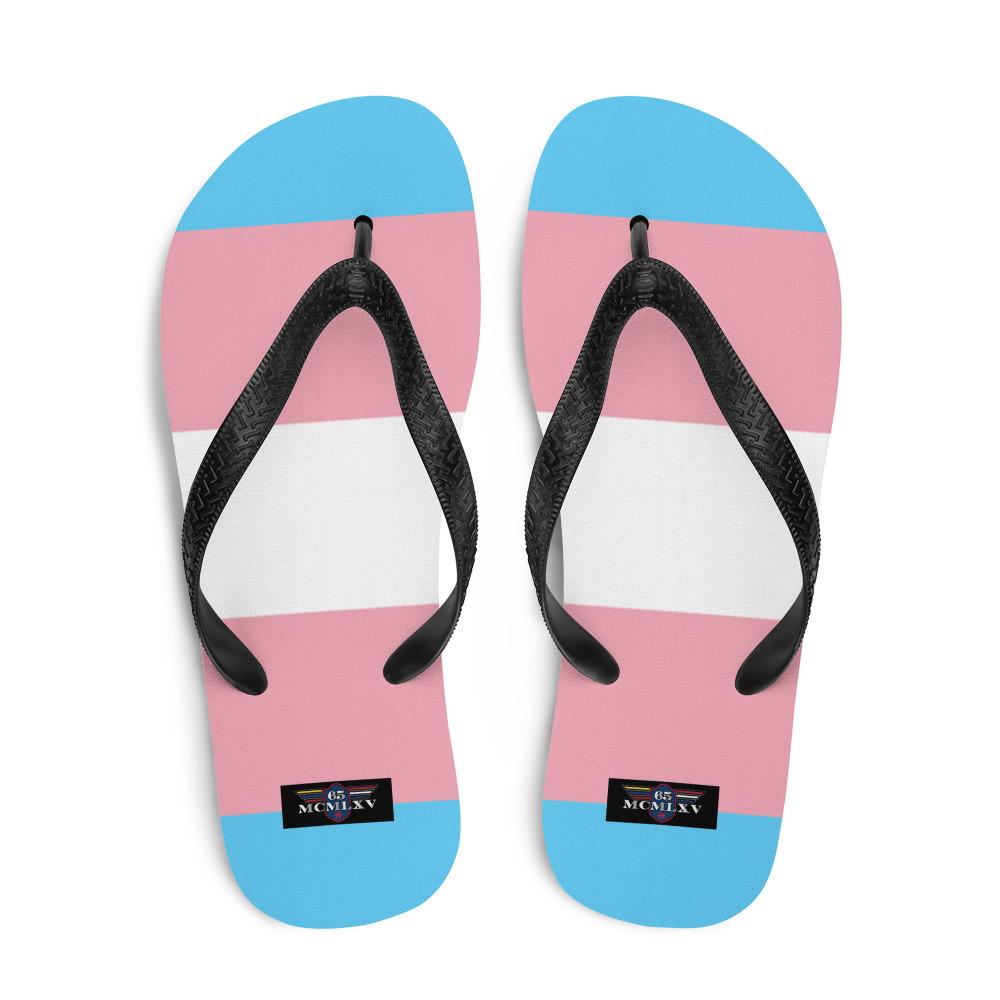 65 MCMLXV Unisex LGBT Transgender Pride Flag Print Flip - Flops - 65mcmlxv