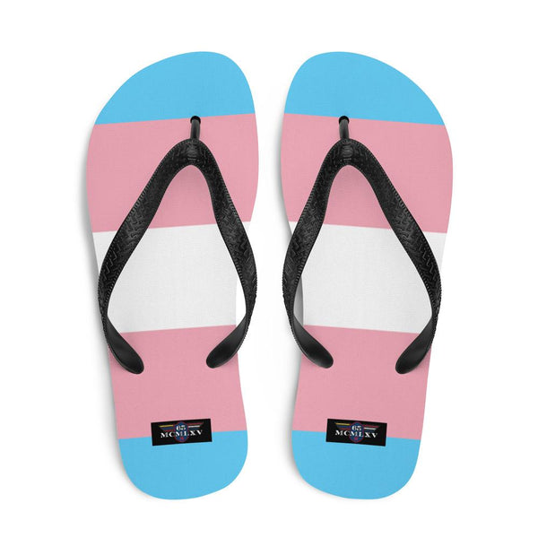 65 MCMLXV Unisex LGBT Transgender Pride Flag Print Flip - Flops - 65mcmlxv