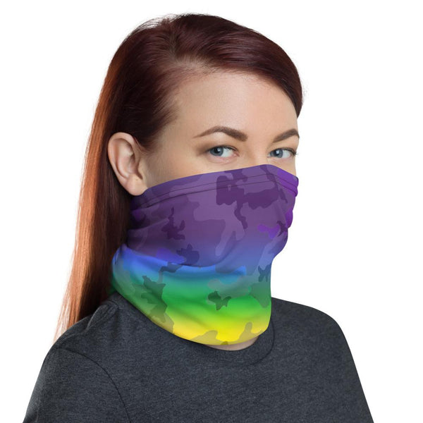 65 MCMLXV Unisex LGBTQ Pride Rainbow Camo Print Neck Gaiter - 65mcmlxv