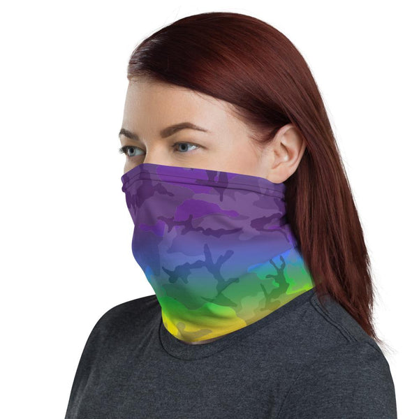 65 MCMLXV Unisex LGBTQ Pride Rainbow Camo Print Neck Gaiter - 65mcmlxv