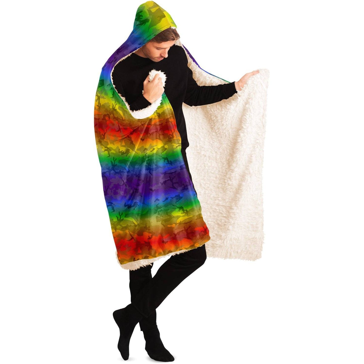 65 MCMLXV Unisex LGBTQ Rainbow Camouflage Hooded Blanket - 65mcmlxv