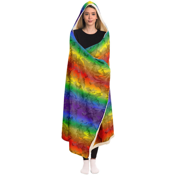 65 MCMLXV Unisex LGBTQ Rainbow Camouflage Hooded Blanket - 65mcmlxv