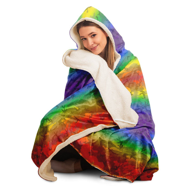 65 MCMLXV Unisex LGBTQ Rainbow Camouflage Hooded Blanket - 65mcmlxv