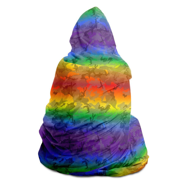 65 MCMLXV Unisex LGBTQ Rainbow Camouflage Hooded Blanket - 65mcmlxv