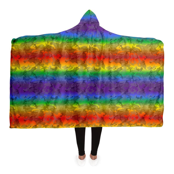 65 MCMLXV Unisex LGBTQ Rainbow Camouflage Hooded Blanket - 65mcmlxv