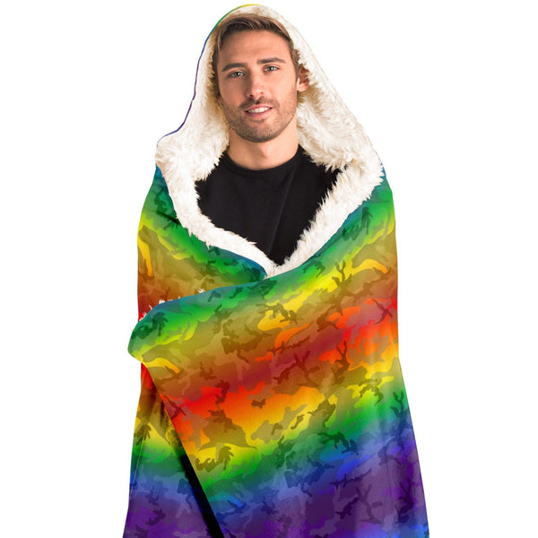 65 MCMLXV Unisex LGBTQ Rainbow Camouflage Hooded Blanket - 65mcmlxv