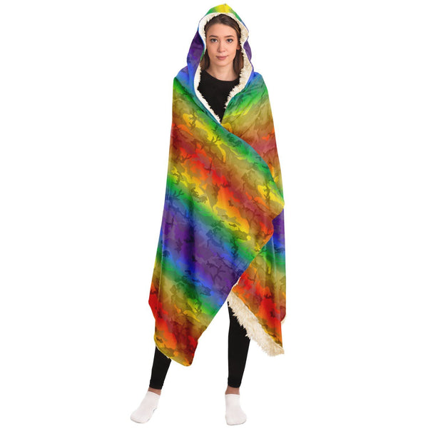 65 MCMLXV Unisex LGBTQ Rainbow Camouflage Hooded Blanket - 65mcmlxv