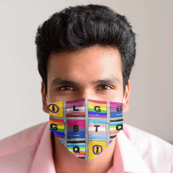 65 MCMLXV Unisex LGBTQI Pride Flags Print 2 Layer Reusable Face Mask - 65mcmlxv