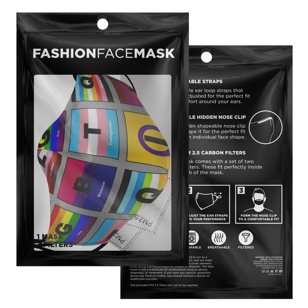 65 MCMLXV Unisex LGBTQI Pride Flags Print 2 Layer Reusable Face Mask - 65mcmlxv