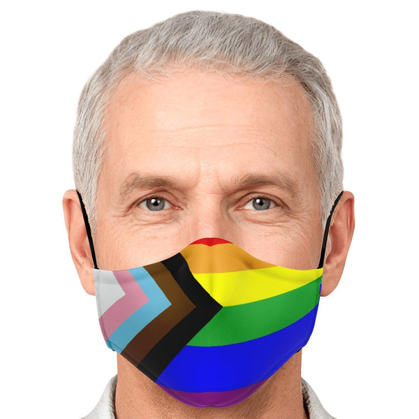 65 MCMLXV Unisex LGBTQIA+ Progress Pride Flag Print 2 Layer Reusable Face Mask - 65mcmlxv