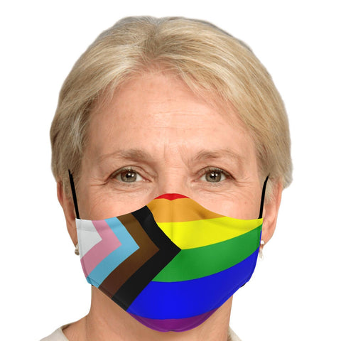 65 MCMLXV Unisex LGBTQIA+ Progress Pride Flag Print 2 Layer Reusable Face Mask - 65mcmlxv