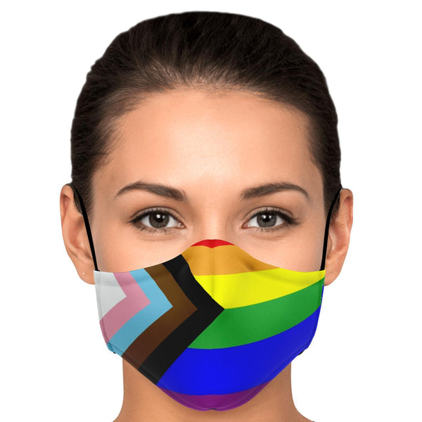 65 MCMLXV Unisex LGBTQIA+ Progress Pride Flag Print 2 Layer Reusable Face Mask - 65mcmlxv
