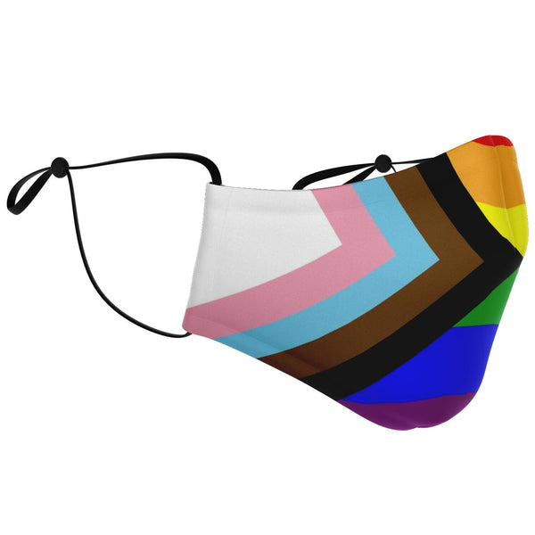 65 MCMLXV Unisex LGBTQIA+ Progress Pride Flag Print 2 Layer Reusable Face Mask - 65mcmlxv