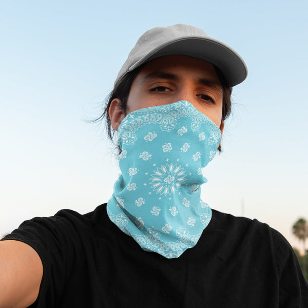 65 MCMLXV Unisex Light Blue Bandana Print Neck Gaiter - 65mcmlxv