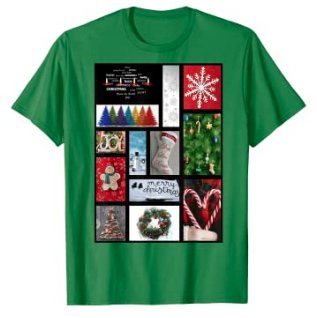 65 MCMLXV Unisex Merry Christmas Holiday Postcard Collage Graphic T-Shirt - 65mcmlxv