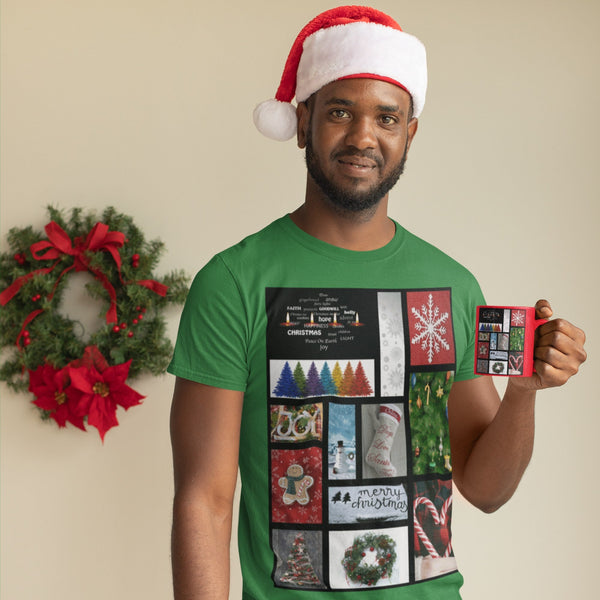 65 MCMLXV Unisex Merry Christmas Holiday Postcard Collage Graphic T-Shirt - 65mcmlxv