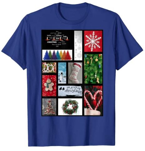 65 MCMLXV Unisex Merry Christmas Holiday Postcard Collage Graphic T-Shirt - 65mcmlxv