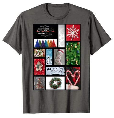 65 MCMLXV Unisex Merry Christmas Holiday Postcard Collage Graphic T-Shirt - 65mcmlxv
