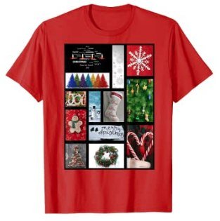 65 MCMLXV Unisex Merry Christmas Holiday Postcard Collage Graphic T-Shirt - 65mcmlxv