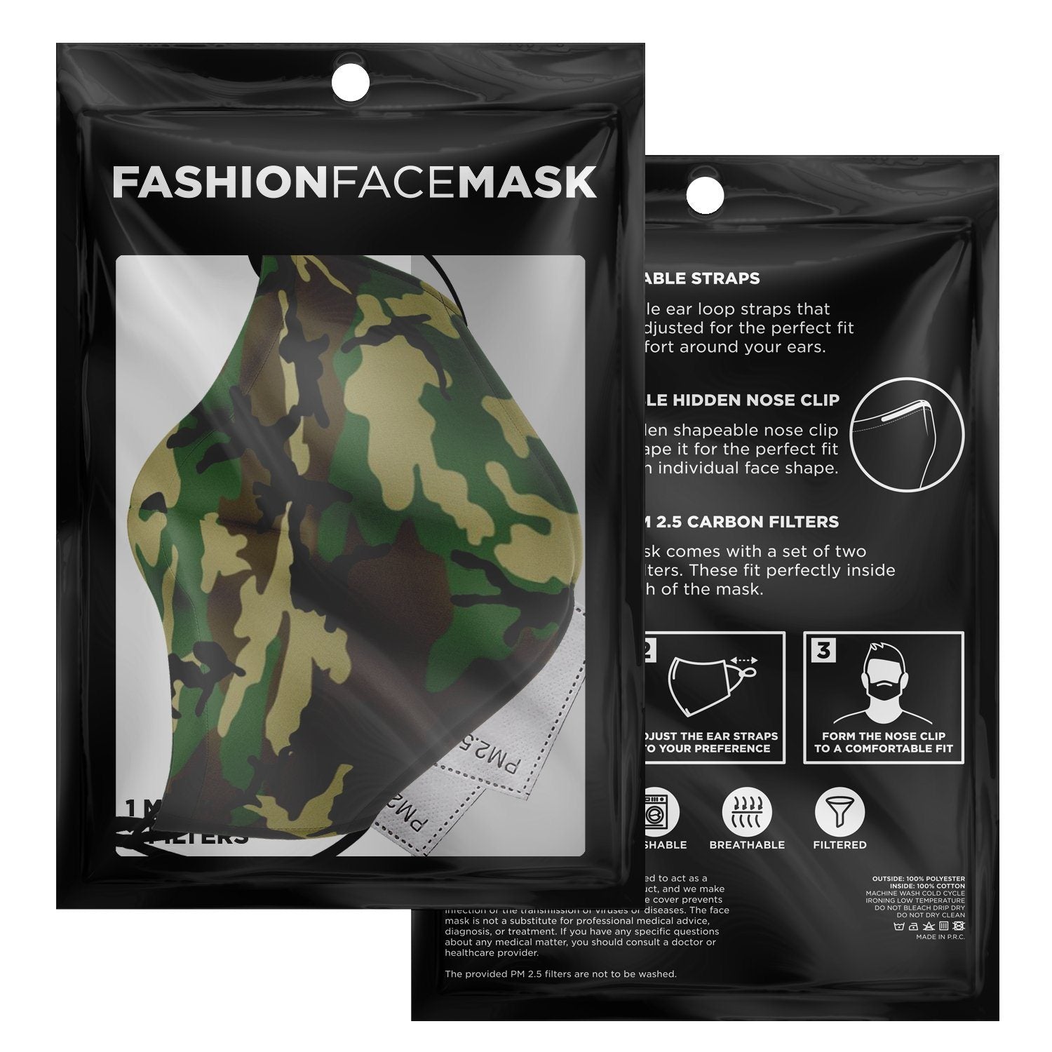 65 MCMLXV Unisex Military Camouflage Print Face Mask - 65mcmlxv