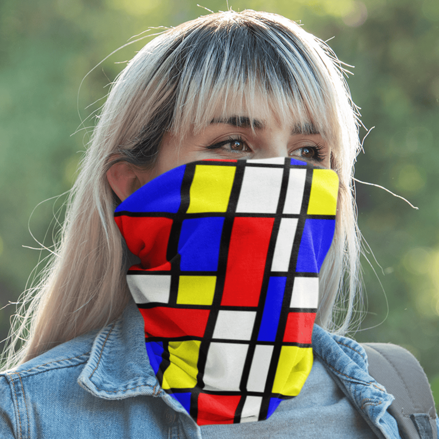 65 MCMLXV Unisex Mondrian Color Block Pattern Print Neck Gaiter Balaclava - 65mcmlxv