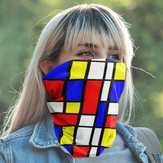 65 MCMLXV Unisex Mondrian Color Block Pattern Print Neck Gaiter Balaclava - 65mcmlxv