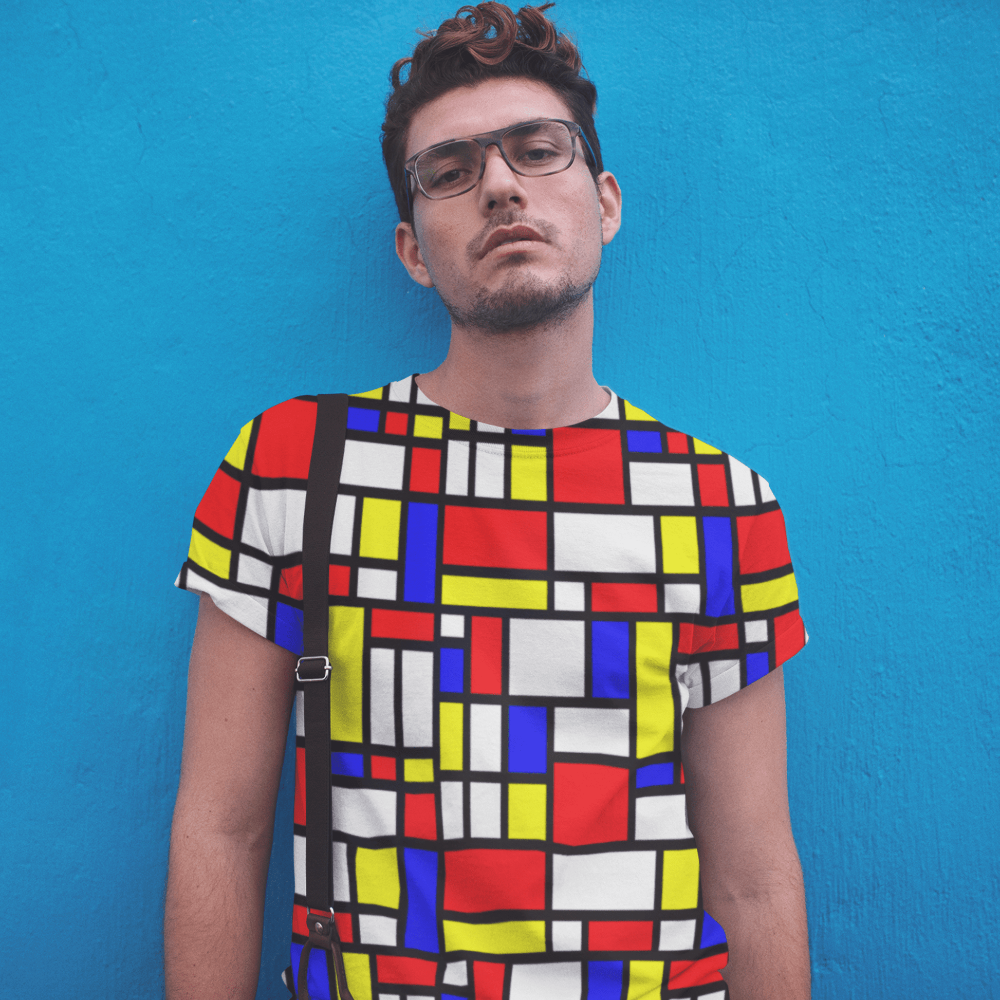 65 MCMLXV Unisex Mondrian Color Block Pattern Print T-Shirt - 65mcmlxv