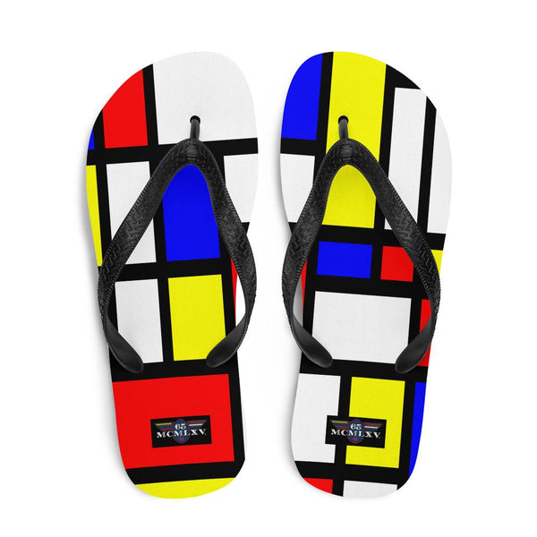 65 MCMLXV Unisex Mondrian Color Block Print Flip - Flops - 65mcmlxv