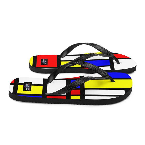 65 MCMLXV Unisex Mondrian Color Block Print Flip - Flops - 65mcmlxv