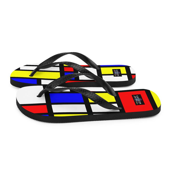 65 MCMLXV Unisex Mondrian Color Block Print Flip - Flops - 65mcmlxv