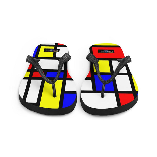 65 MCMLXV Unisex Mondrian Color Block Print Flip - Flops - 65mcmlxv