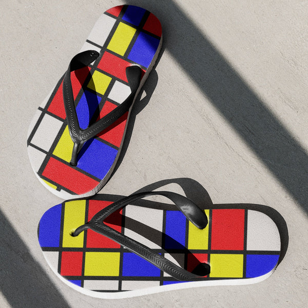 65 MCMLXV Unisex Mondrian Color Block Print Flip - Flops - 65mcmlxv