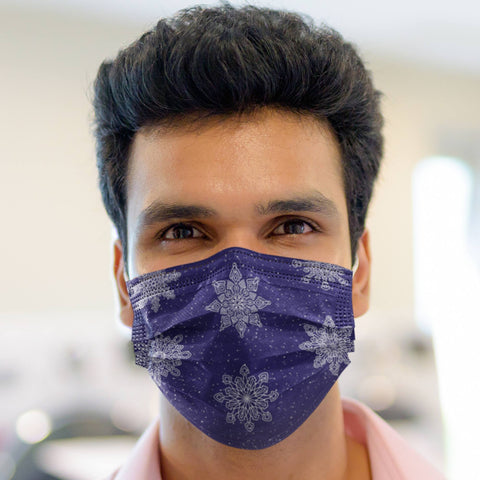 65 MCMLXV Unisex Navy Christmas Snowflakes Print Face Mask - 65mcmlxv