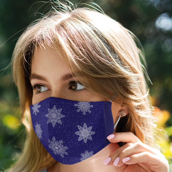 65 MCMLXV Unisex Navy Christmas Snowflakes Print Face Mask - 65mcmlxv