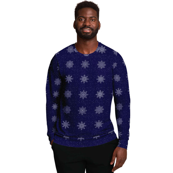 65 MCMLXV Unisex Navy Christmas Snowflakes Print Sweatshirt - 65mcmlxv