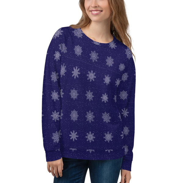 65 MCMLXV Unisex Navy Christmas Snowflakes Print Sweatshirt - 65mcmlxv