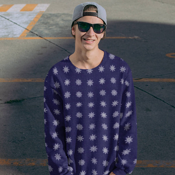 65 MCMLXV Unisex Navy Christmas Snowflakes Print Sweatshirt - 65mcmlxv