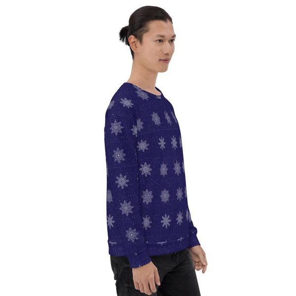 65 MCMLXV Unisex Navy Christmas Snowflakes Print Sweatshirt - 65mcmlxv