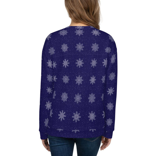 65 MCMLXV Unisex Navy Christmas Snowflakes Print Sweatshirt - 65mcmlxv