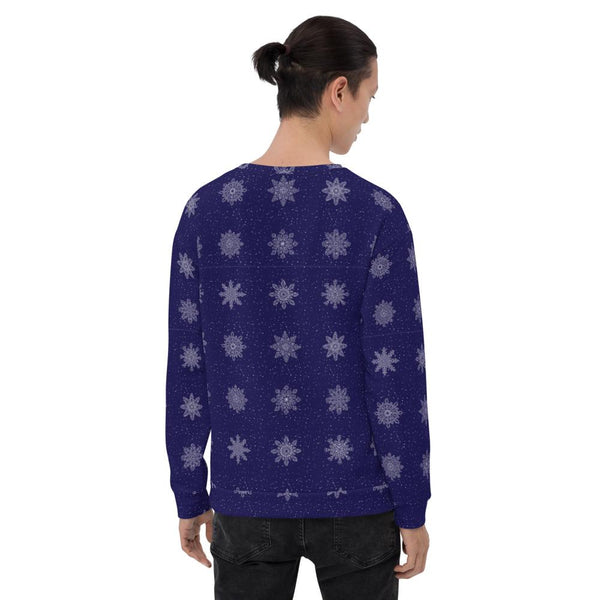 65 MCMLXV Unisex Navy Christmas Snowflakes Print Sweatshirt - 65mcmlxv
