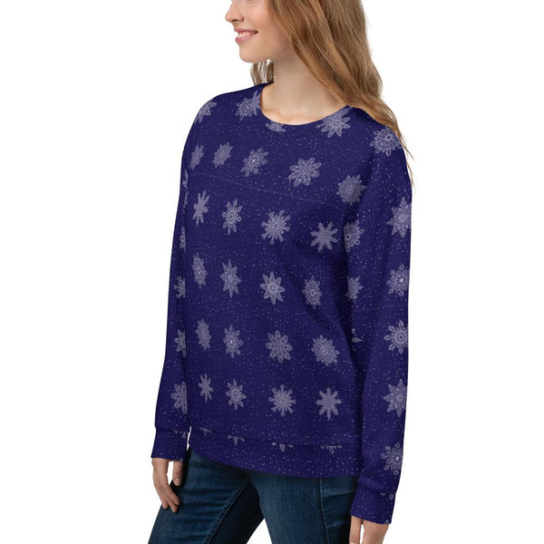 65 MCMLXV Unisex Navy Christmas Snowflakes Print Sweatshirt - 65mcmlxv
