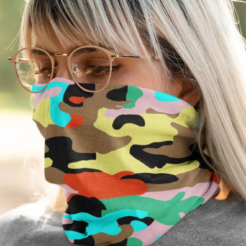 65 MCMLXV Unisex Neon Camo Print Neck Gaiter - 65mcmlxv