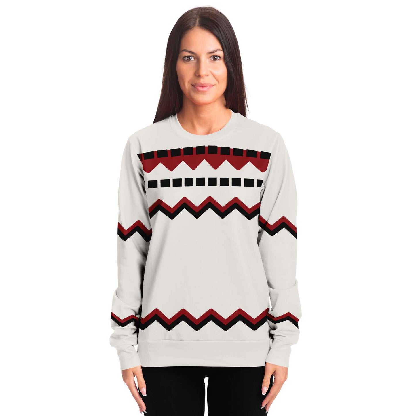 65 MCMLXV Unisex Off - White Red Chevron Stripe Print Sweatshirt - 65mcmlxv